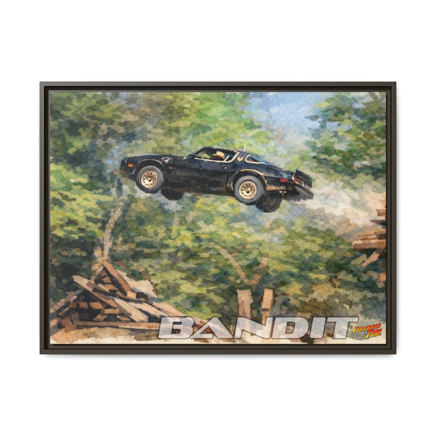 SMOKEY AND THE BANDIT TRANS AM WATERCOLOR PAINTING Fireball Movie Car Canvas Print - Framed 24x18