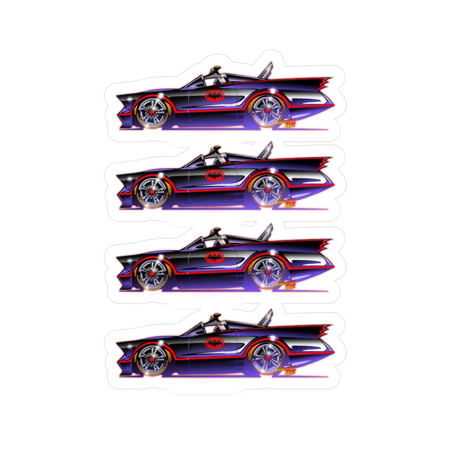 BATMOBILE 1966 BATMAN Collectible Kiss-Cut Vinyl Decals Stickers - 4 Sizes