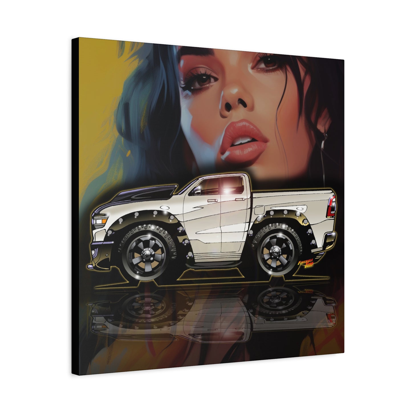 RAM REBEL 1500 Truck Collectible Coffee Fireball Art Canvas Print