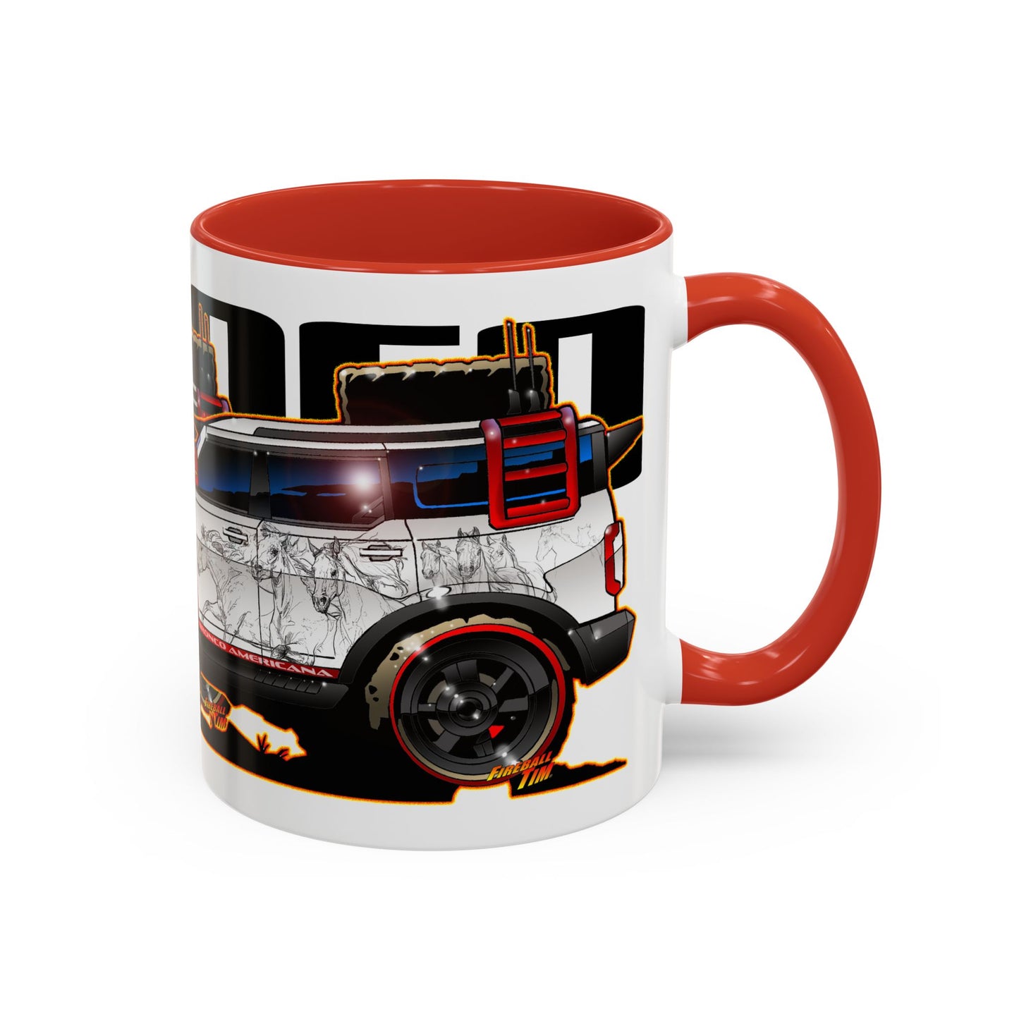 FORD BRONCO AMERICANO CUSTOM Fireball Art Collectible Coffee Mug - 2 Sizes