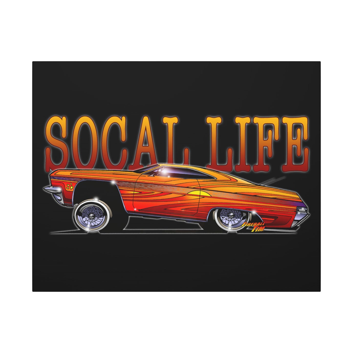 CHEVY IMPALA LOWRIDER Fireball Art Canvas Print