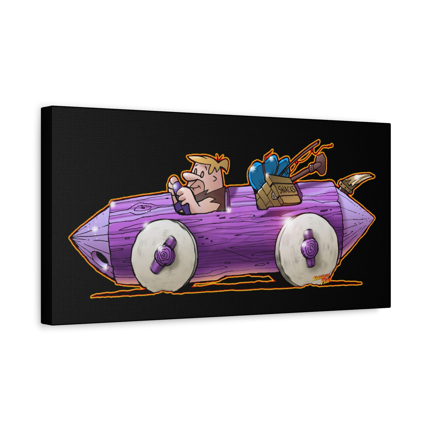 FLINSTONES BARNEY RUBBLE Fireball Art Canvas Wall Print - Multiple Sizes