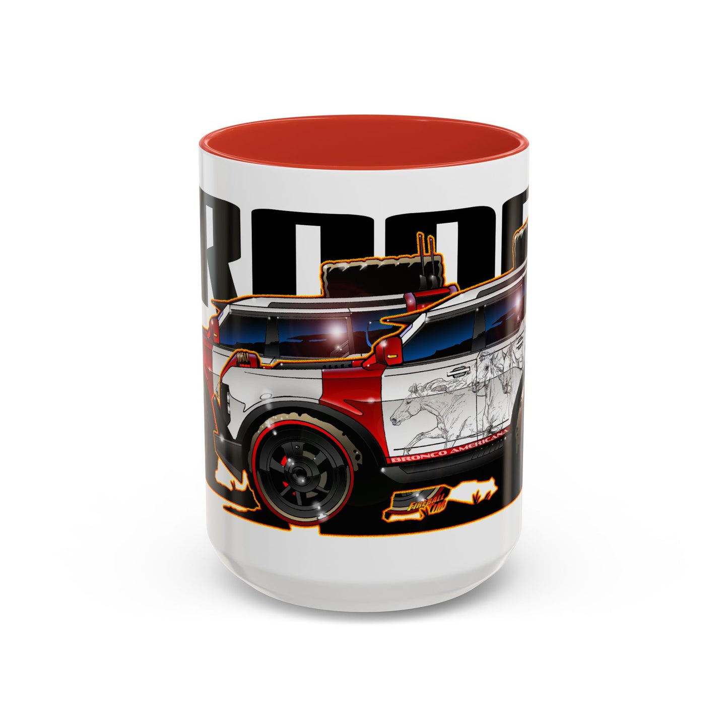 FORD BRONCO AMERICANO CUSTOM Fireball Art Collectible Coffee Mug - 2 Sizes
