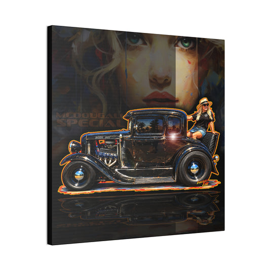 MCDOUGALL SPECIAL Model A Hot Rod Collectible Fireball Art Canvas Stretched Print