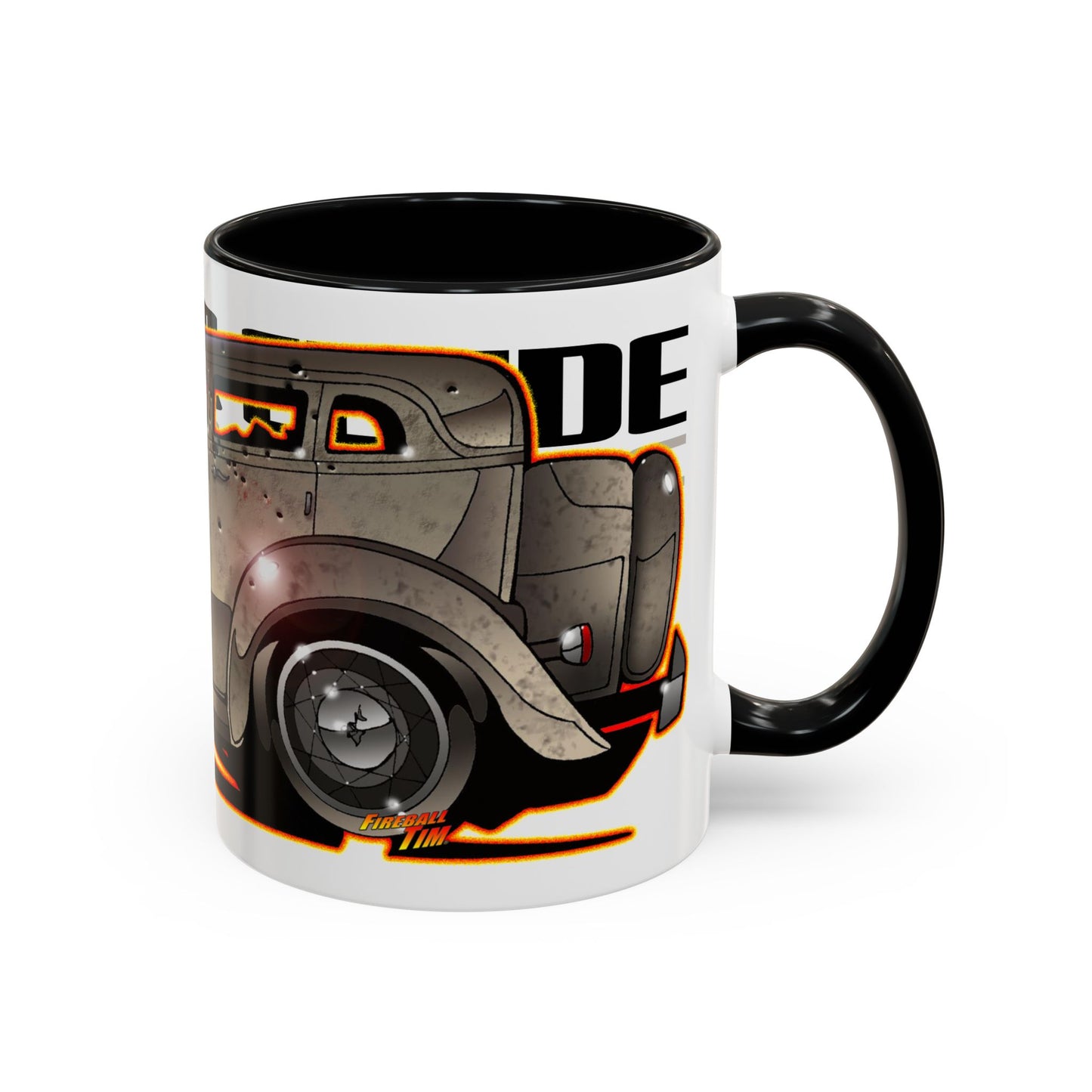 BONNIE & CLYDE 1934 Ford Model 730 Deluxe Sedan Fireball Art Coffee Mug - 2 Sizes