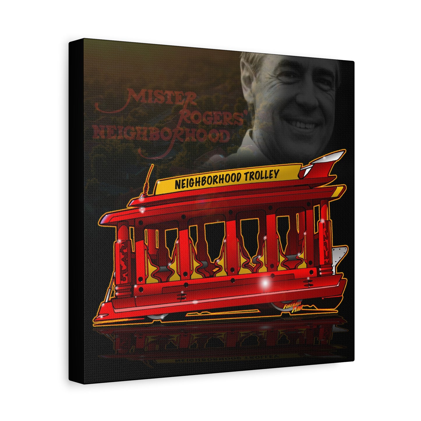 MISTER ROGERS NEIGHBORHOOD TROLLEY Canvas Art Wall Print - 12X12