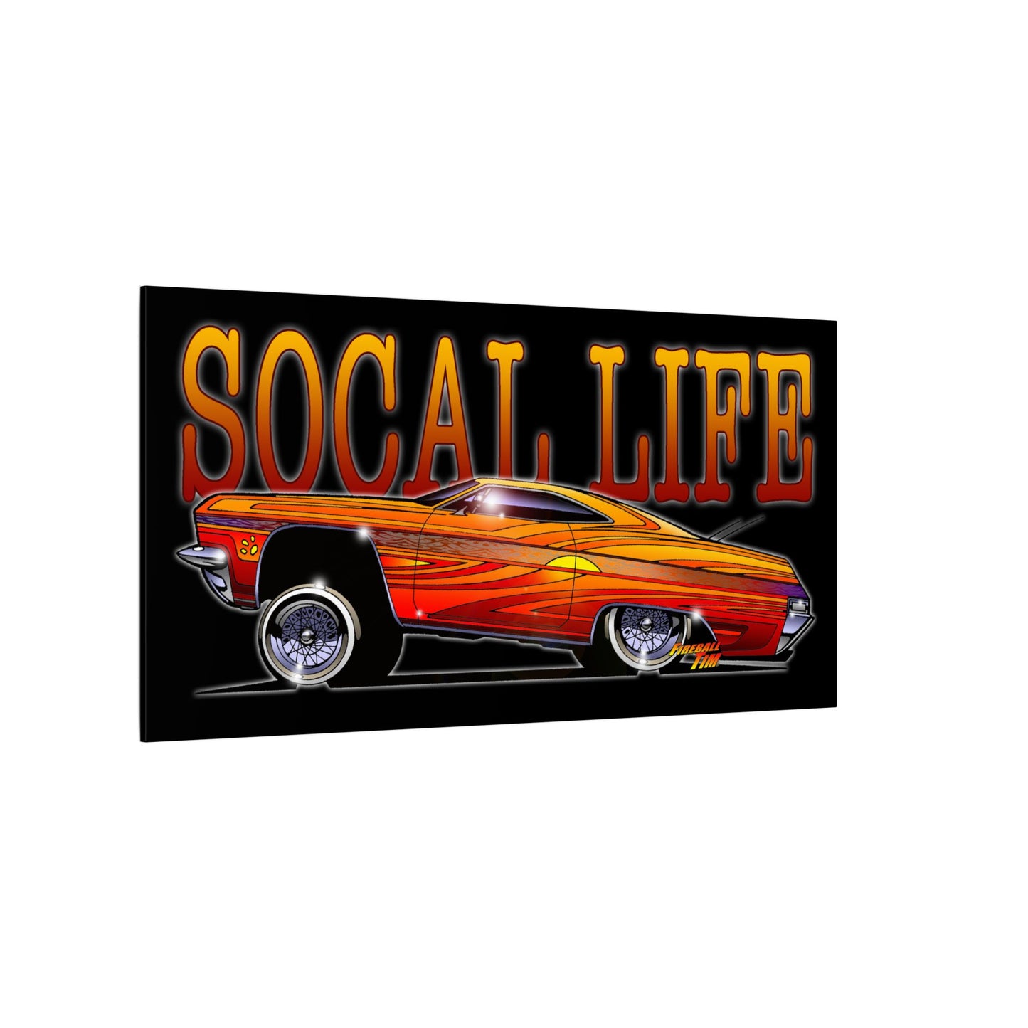 CHEVY IMPALA LOWRIDER Fireball Art Canvas Print