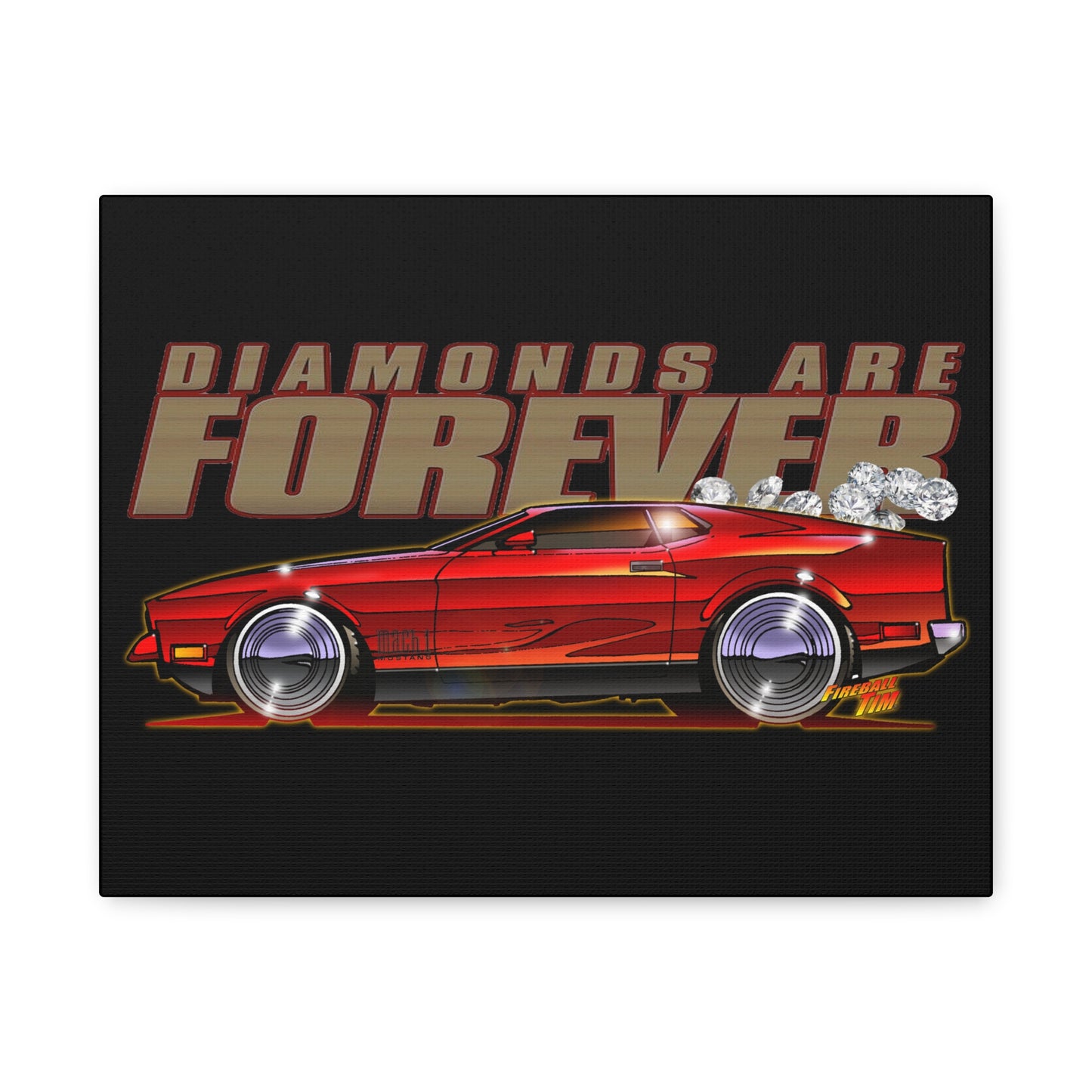 DIAMONDS ARE FOREVER James Bond Mustang Mach 1 Canvas Art Wall Print - 11x14
