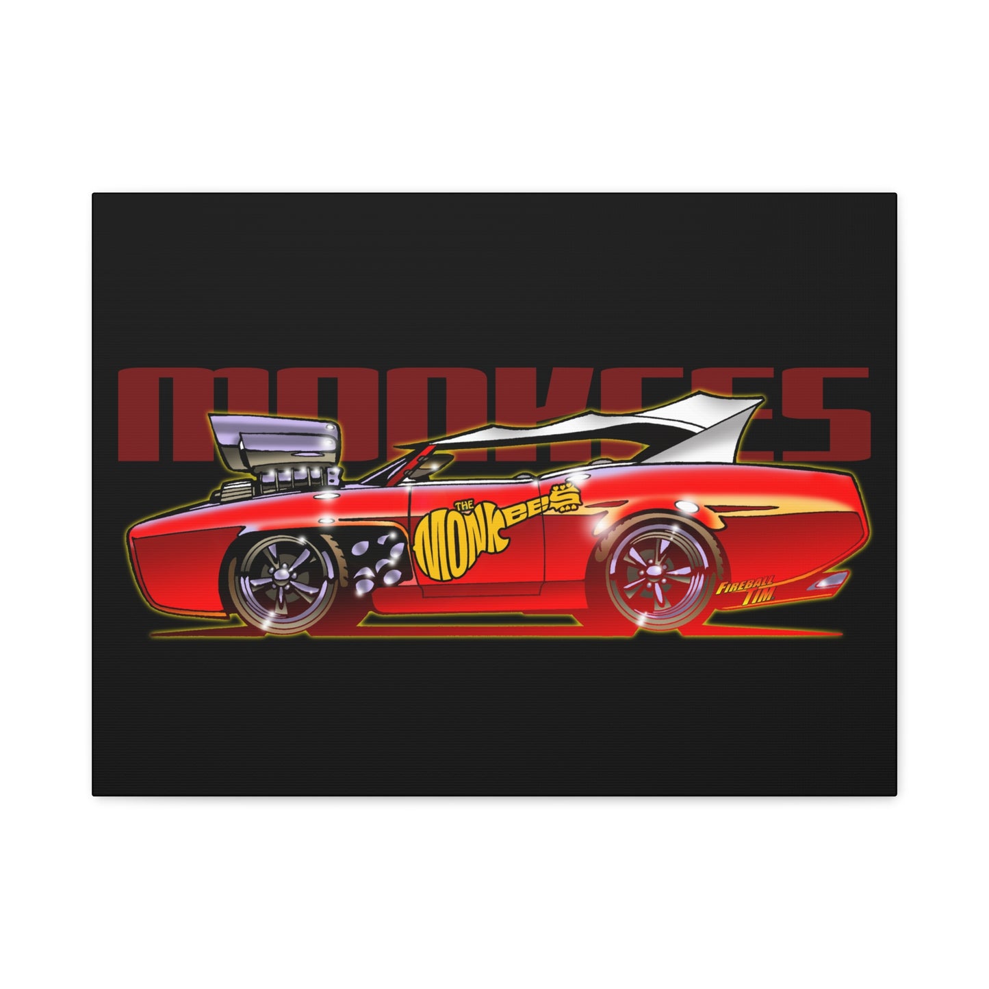 THE MONKEES Monkeemobile Fireball Canvas Art Wall Print - 11x14