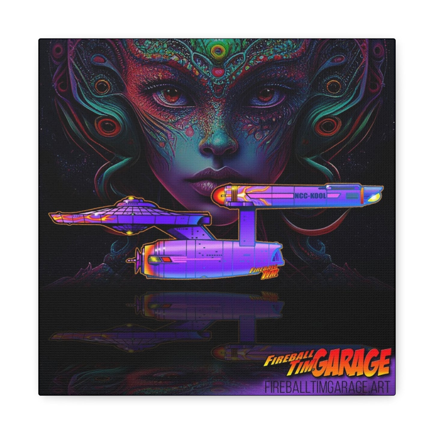 Hot Rod ENTERPRISE Starship Spaceship Canvas Gallery Garage Art print 12x12