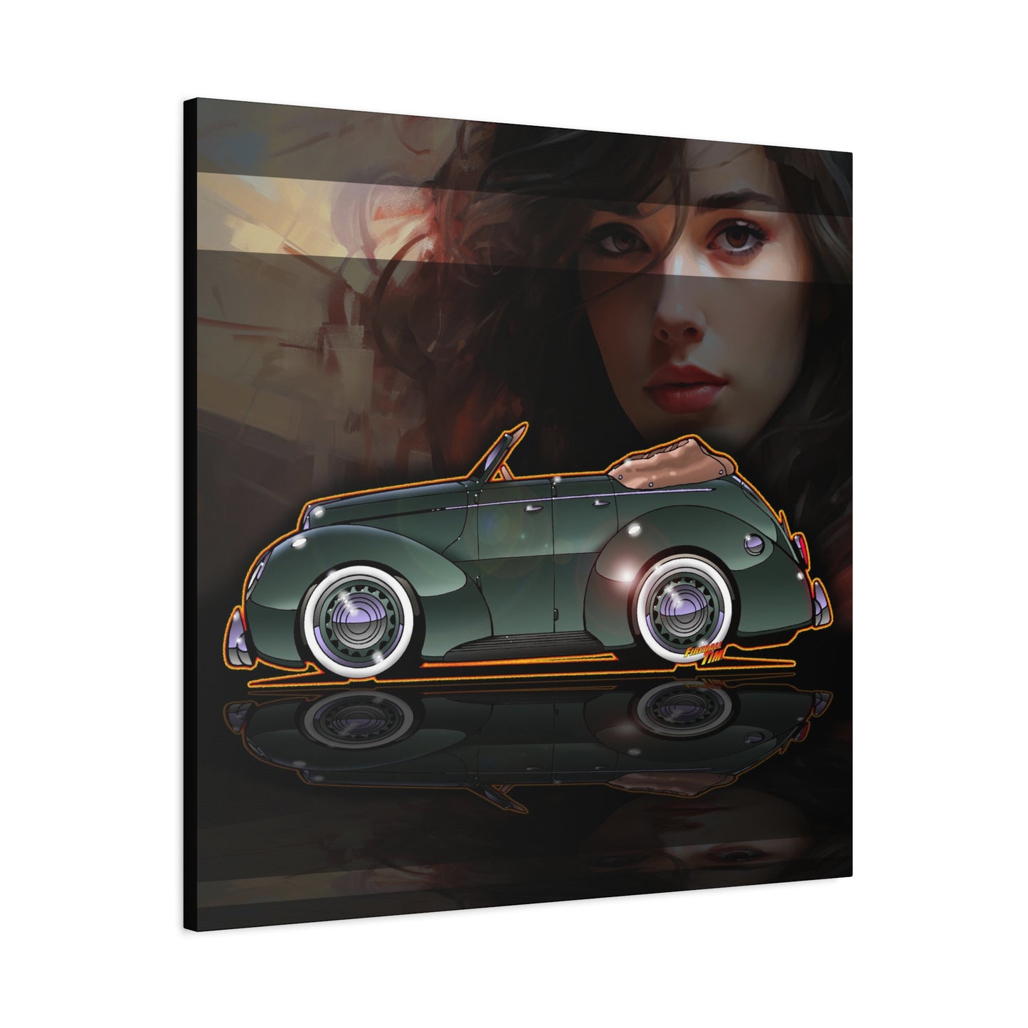 FORD DELUXE 1939 Convertible Fireball Art Canvas Print