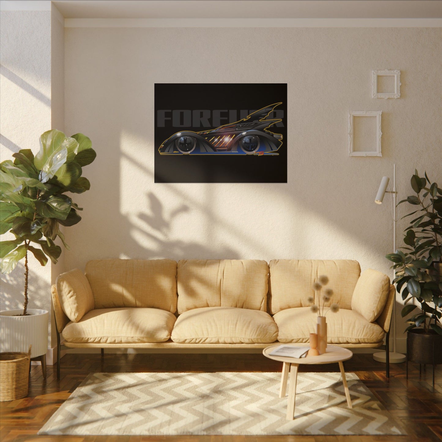 BATMAN FOREVER BATMOBILE Fireball Art Canvas Print