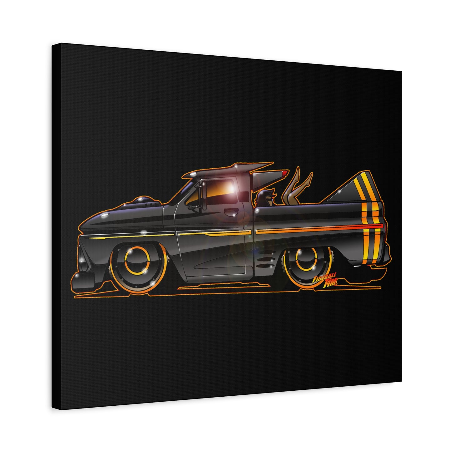 CHEVROLET C10 1960 Stinger Pickup Truck Fireball Art Canvas Print