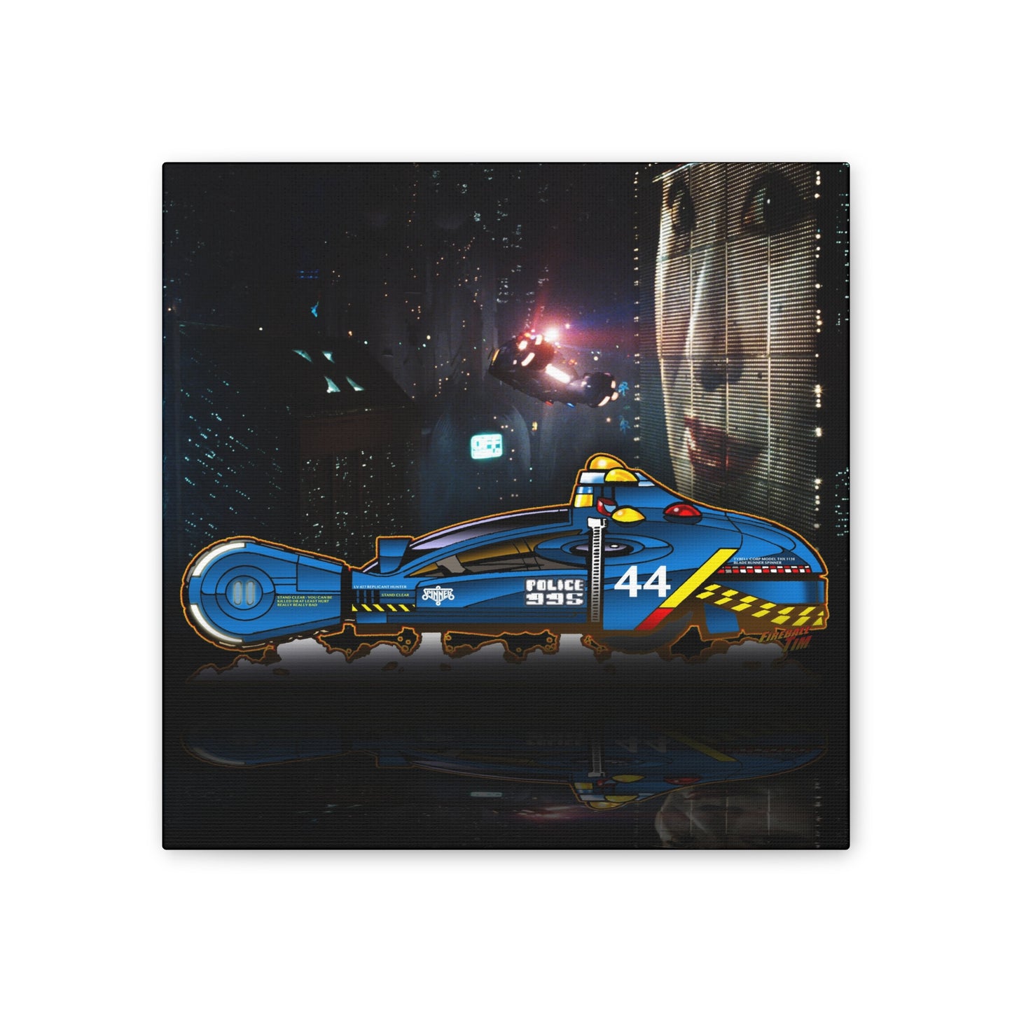 Futuristic BLADE RUNNER Police Hovercraft Canvas Wall Art - Sci-Fi Decor