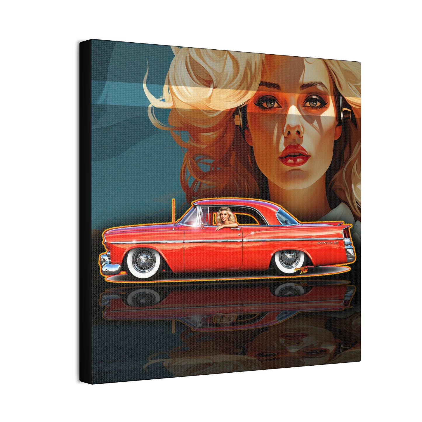 CHRYSLER 300 1958 Collectible Fireball Art Canvas Stretched Print
