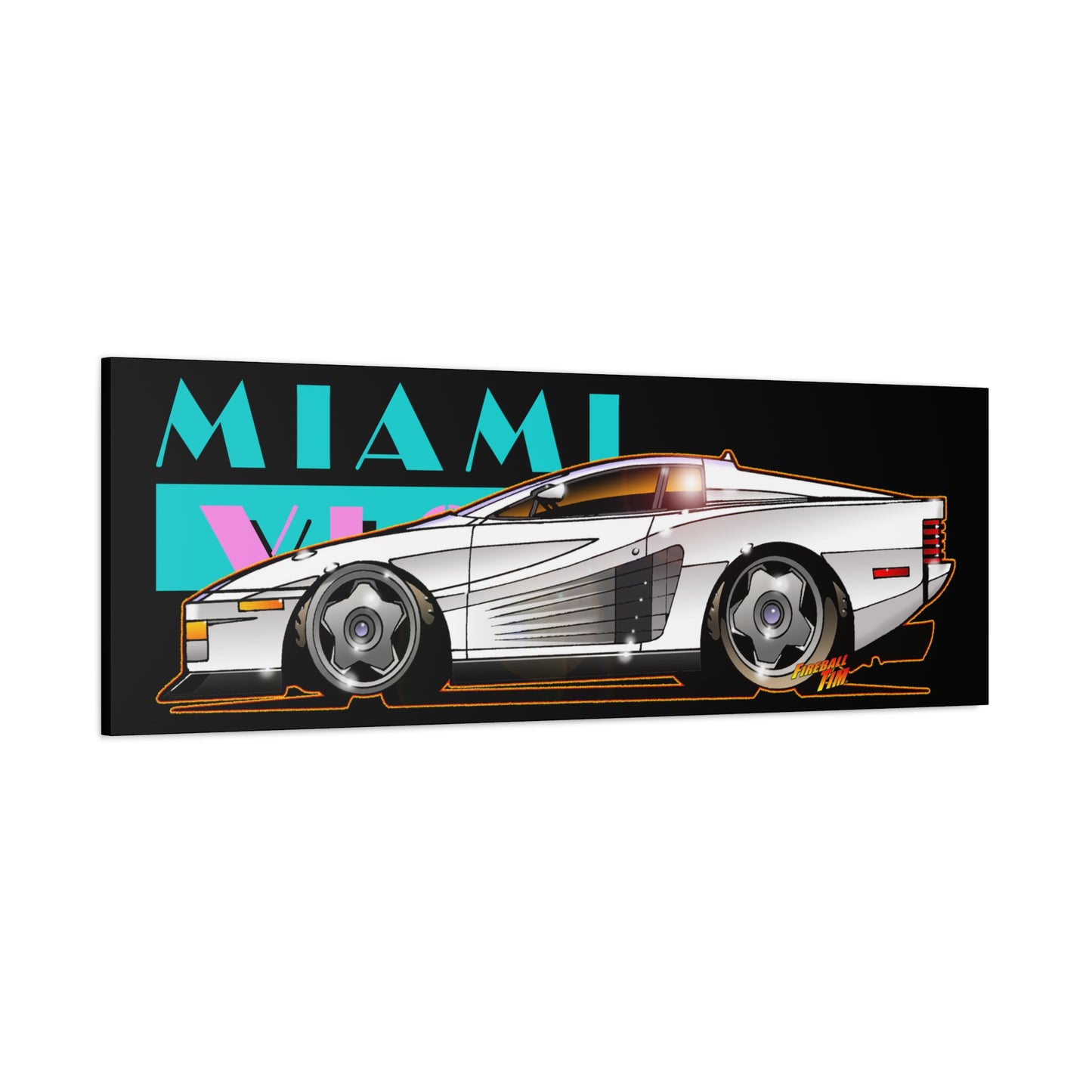 MIAMI VICE FERRARI TESTAROSSA Fireball Canvas Art Wall Print