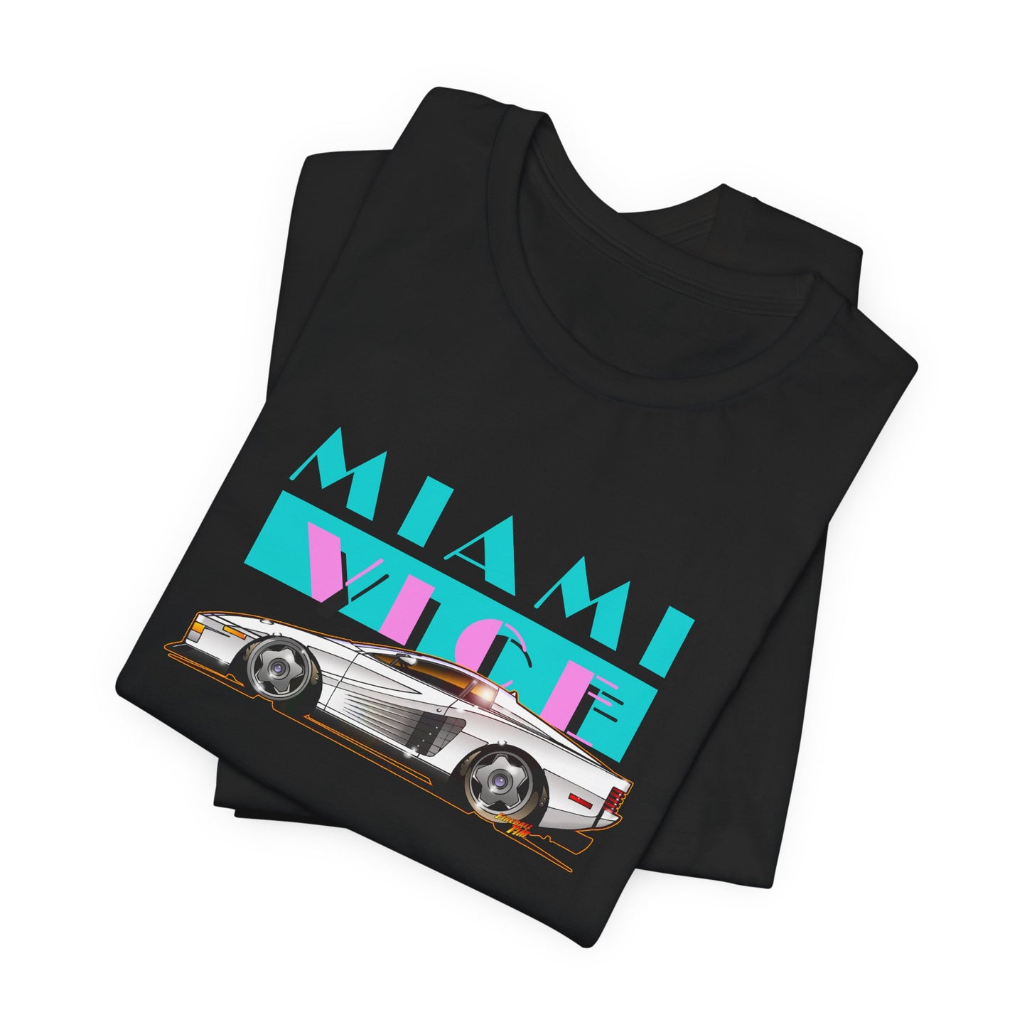 MIAMI VICE FERRARI TESTAROSSA TV Show Short Sleeve Tee 12 Colors