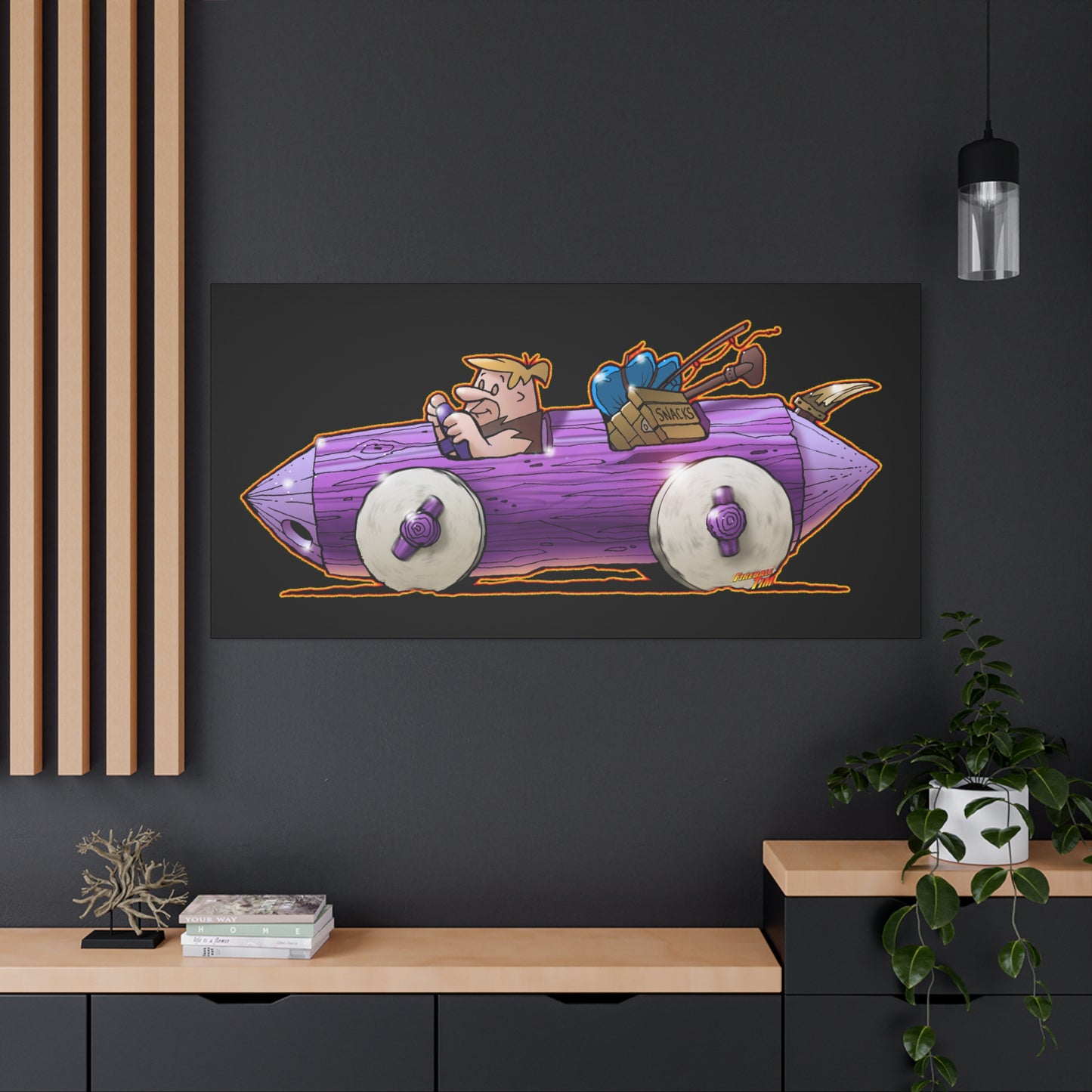 FLINSTONES BARNEY RUBBLE Fireball Art Canvas Wall Print - Multiple Sizes
