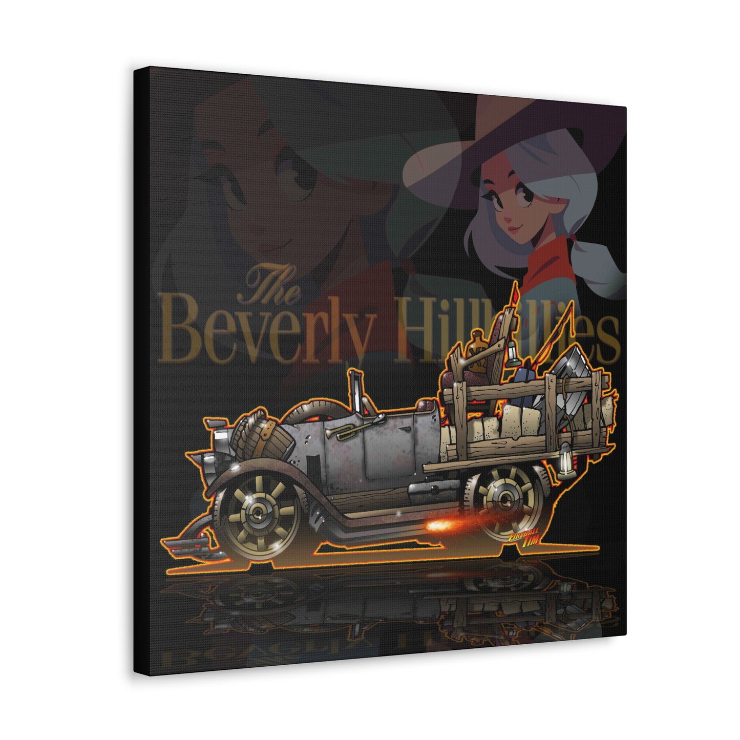 THE BEVERLY HILLBILLIES TV Show Car Concept Art MASTERPRINT Canvas 3 Sizes