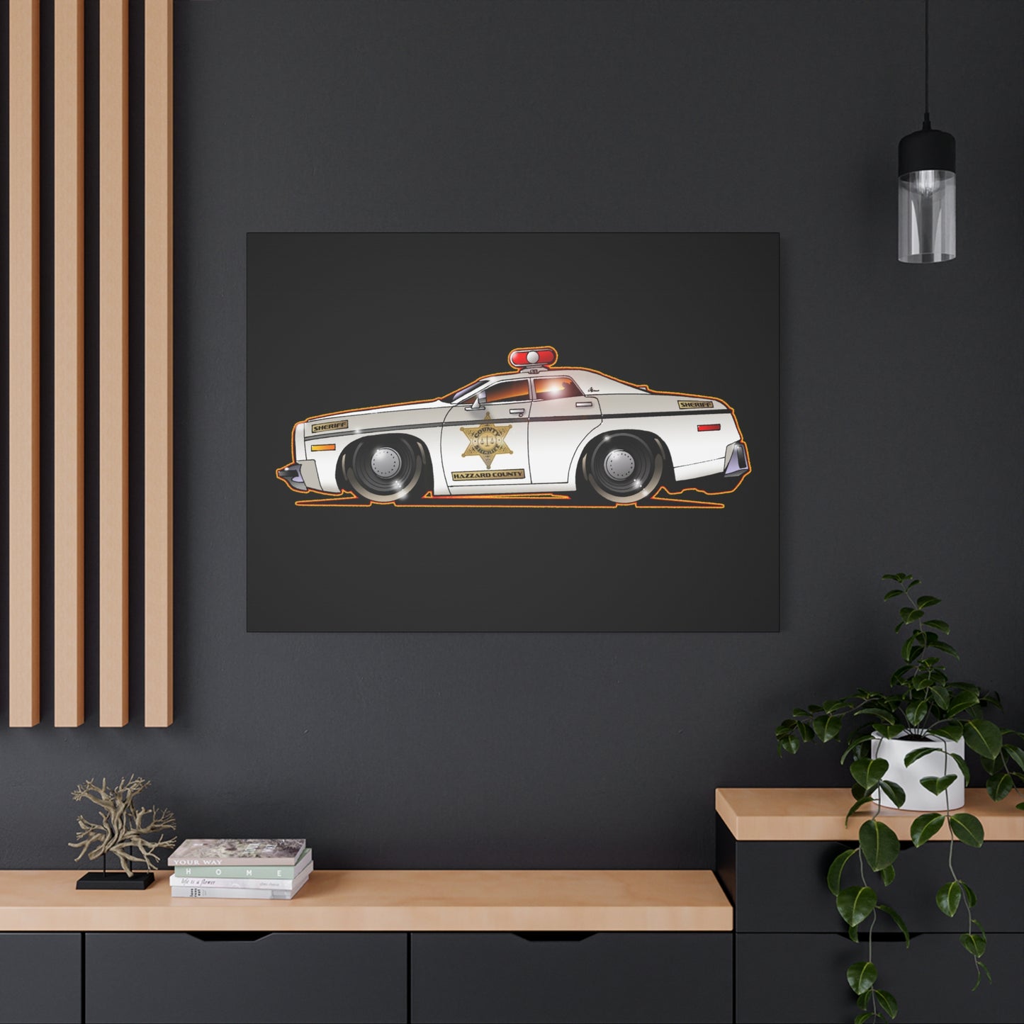 DUKES OF HAZZARD SHERIFF POLICE CAR Fireball Art Canvas Print