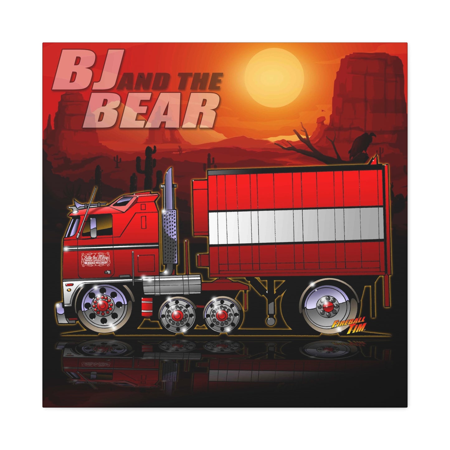 BJ AND THE BEAR TV Show Semi Truck Canvas Art Wall Print - 2 Sizes