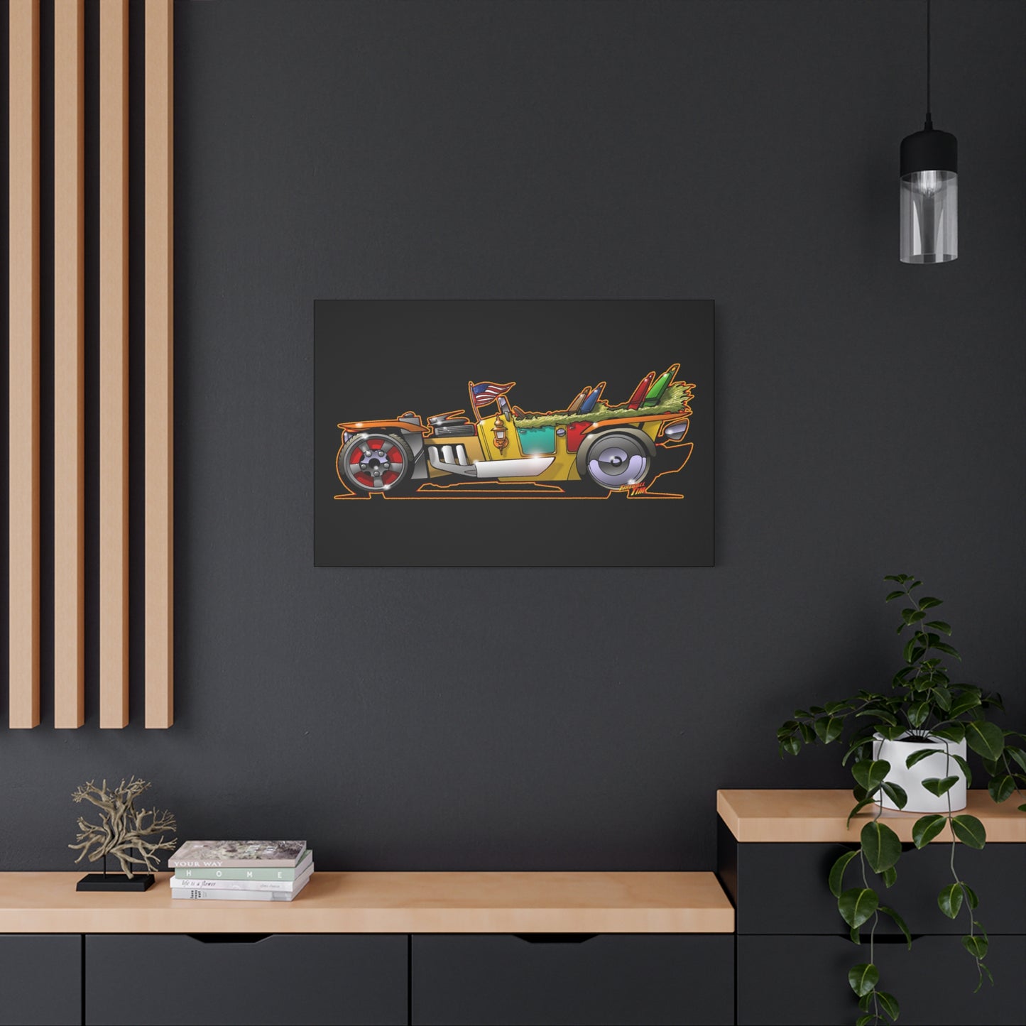 MONGREL T HOT ROD Elvis Easy Come Easy Go Fireball Canvas Art Wall Print