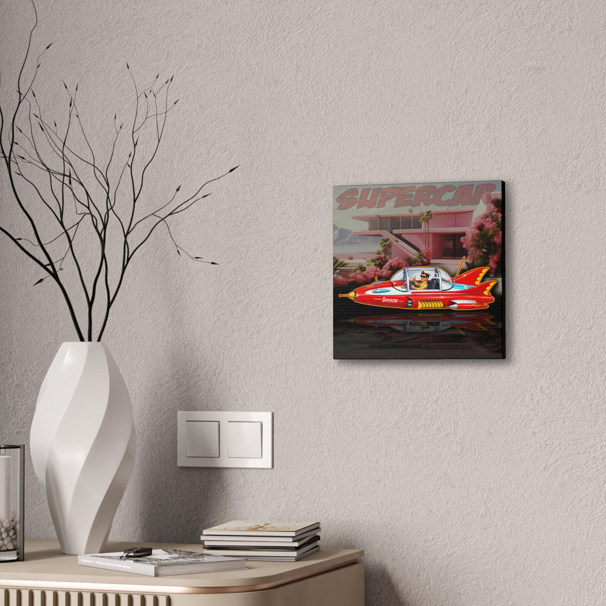 SUPERCAR Gerry Anderson 60's TV Flying Car Collectible Fireball Art Canvas Stretched Print