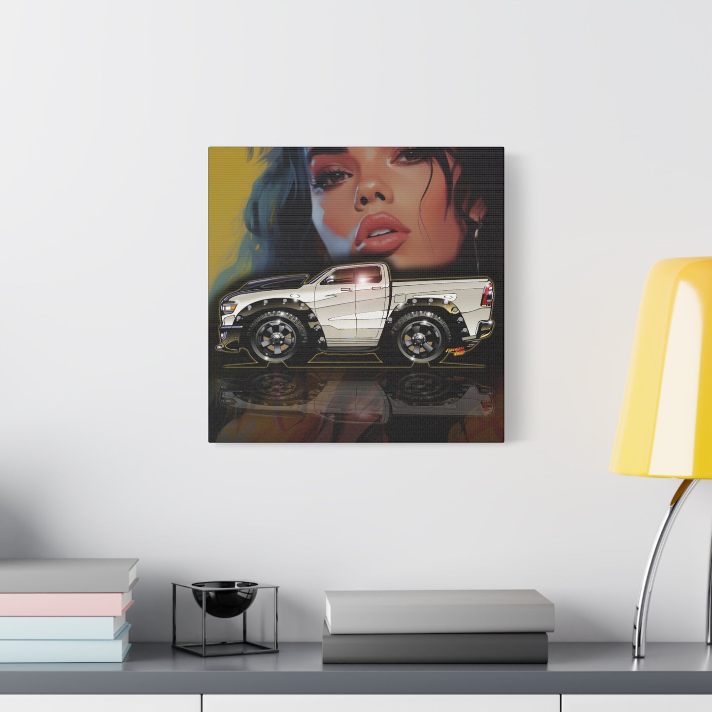 RAM REBEL 1500 Truck Collectible Coffee Fireball Art Canvas Print