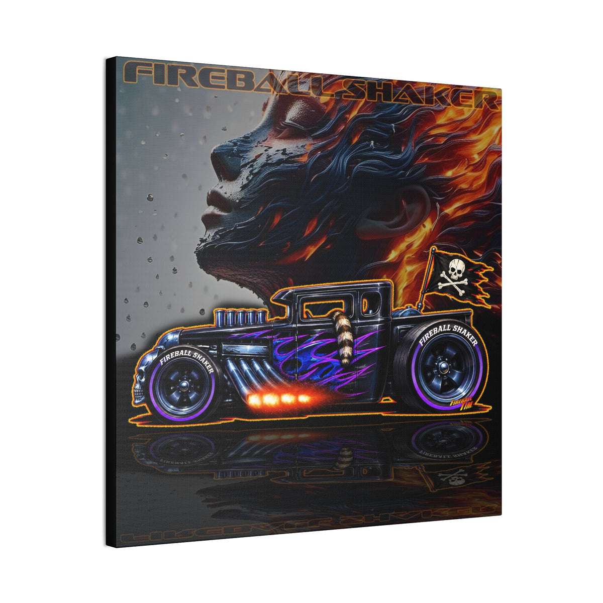 HOT WHEELS FIREBALL SHAKER Hot Rod Collectible Fireball Art Canvas Stretched Print