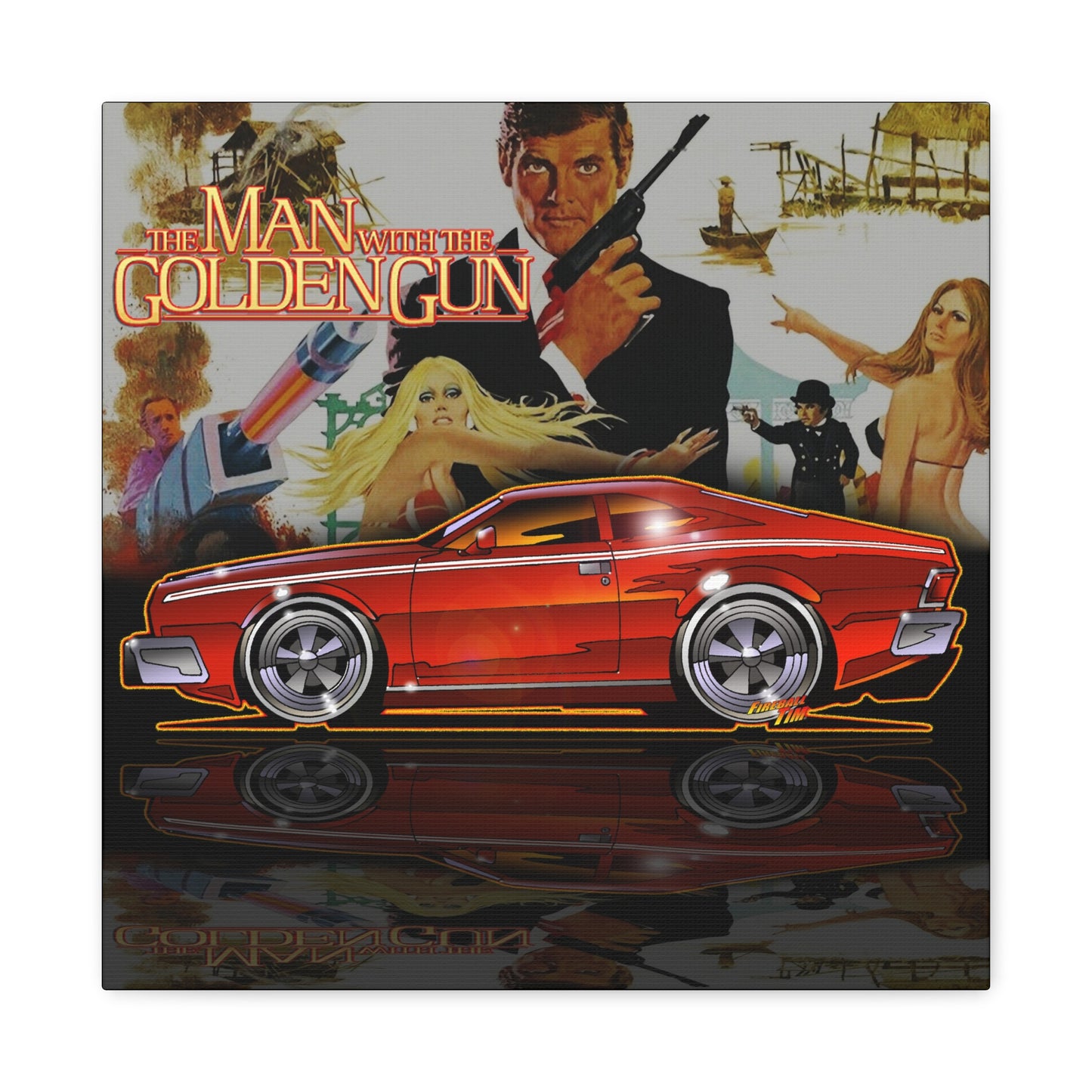 MAN WITH THE GOLDEN GUN AMC Hornet James Bond Fireball Art Canvas Print