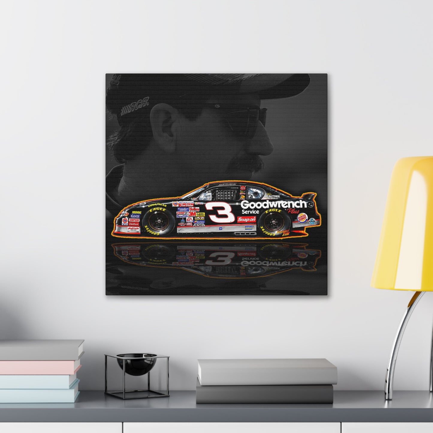 DALE EARNHARDT NASCAR Chevrolet 3 Collectible Fireball Art Canvas Stretched Print