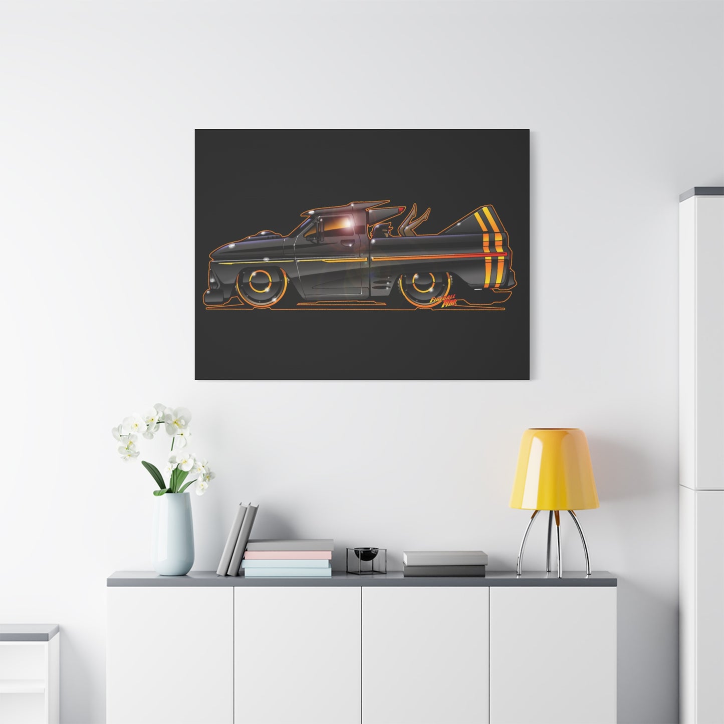 CHEVROLET C10 1960 Stinger Pickup Truck Fireball Art Canvas Print