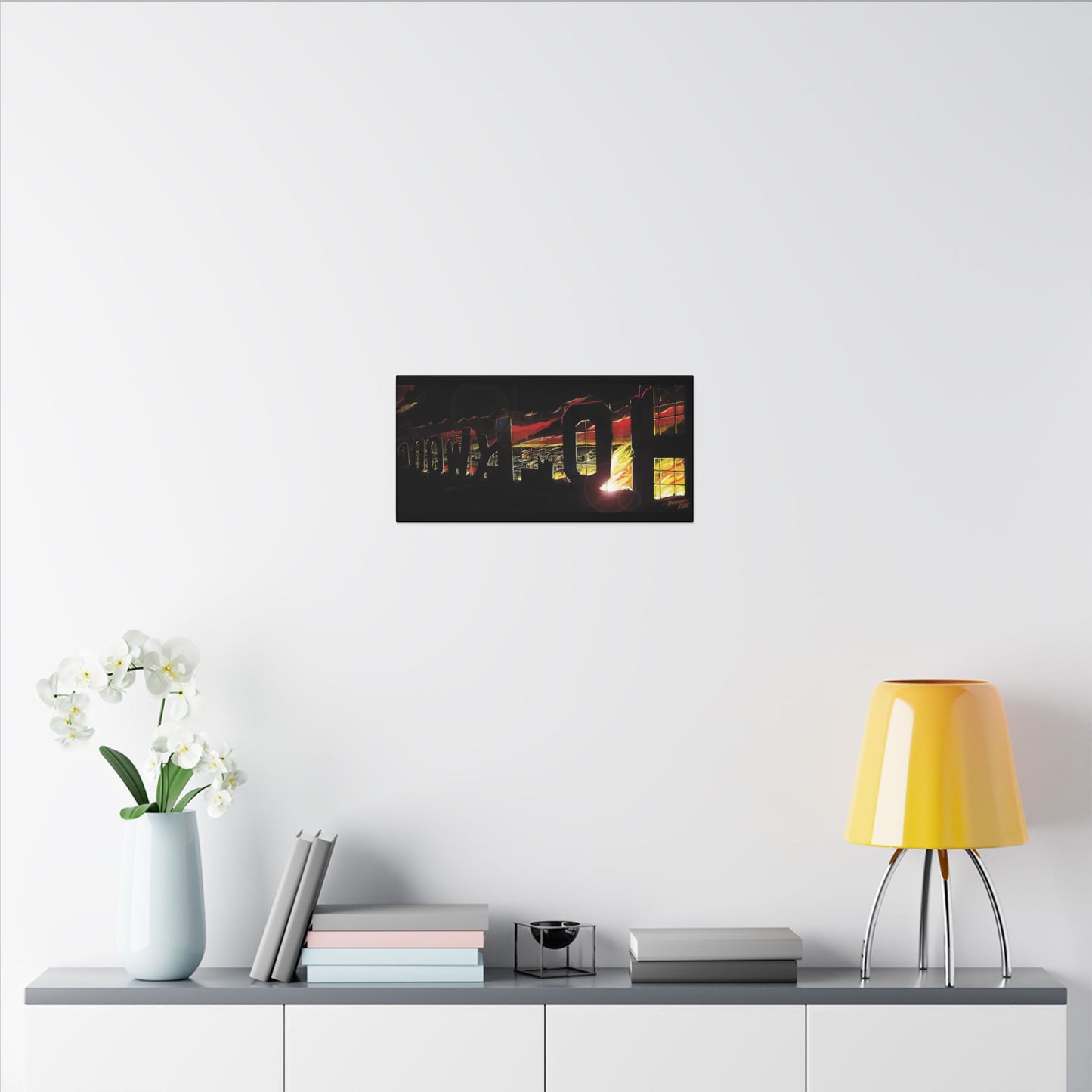 ESCAPE FROM LA Hollywood Sigh Fireball Concept Art Canvas Print