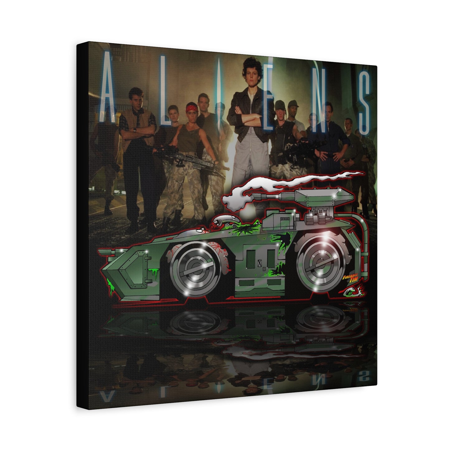 ALIENS APC TANK Movie Car Fireball Art Canvas Print