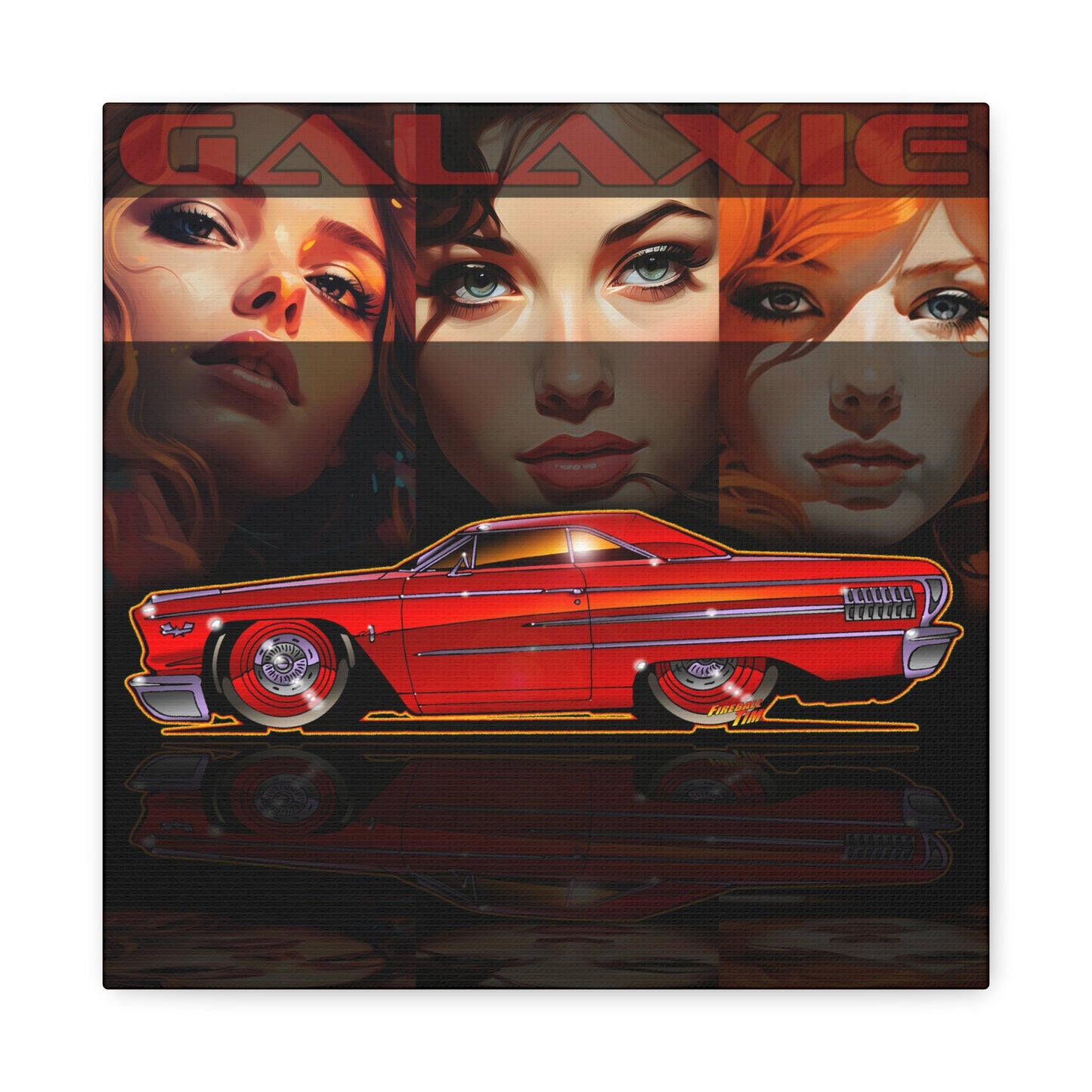 FORD GALAXIE 500 427R Code 1963 Collectible Fireball Art Canvas Print Square
