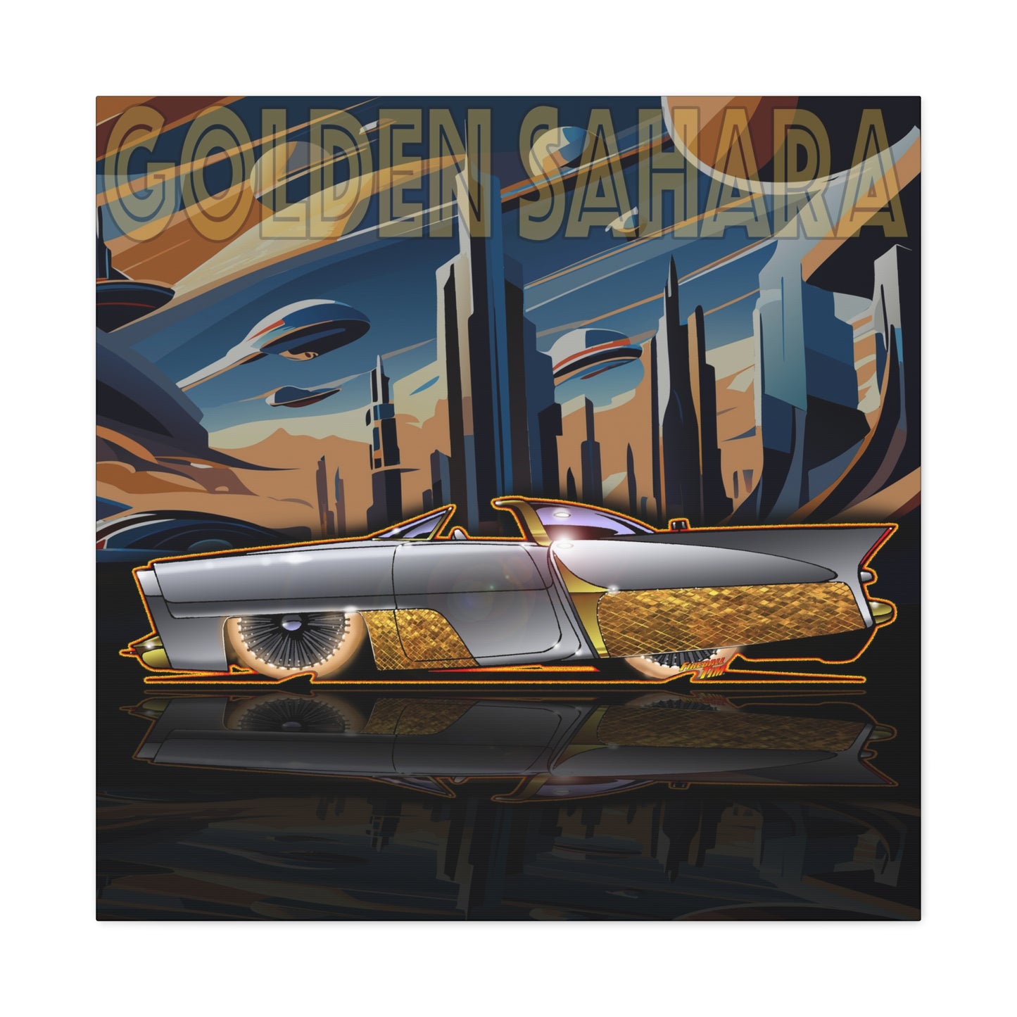 GOLDEN SAHARA Custom Concept Car Fireball Art Canvas Art