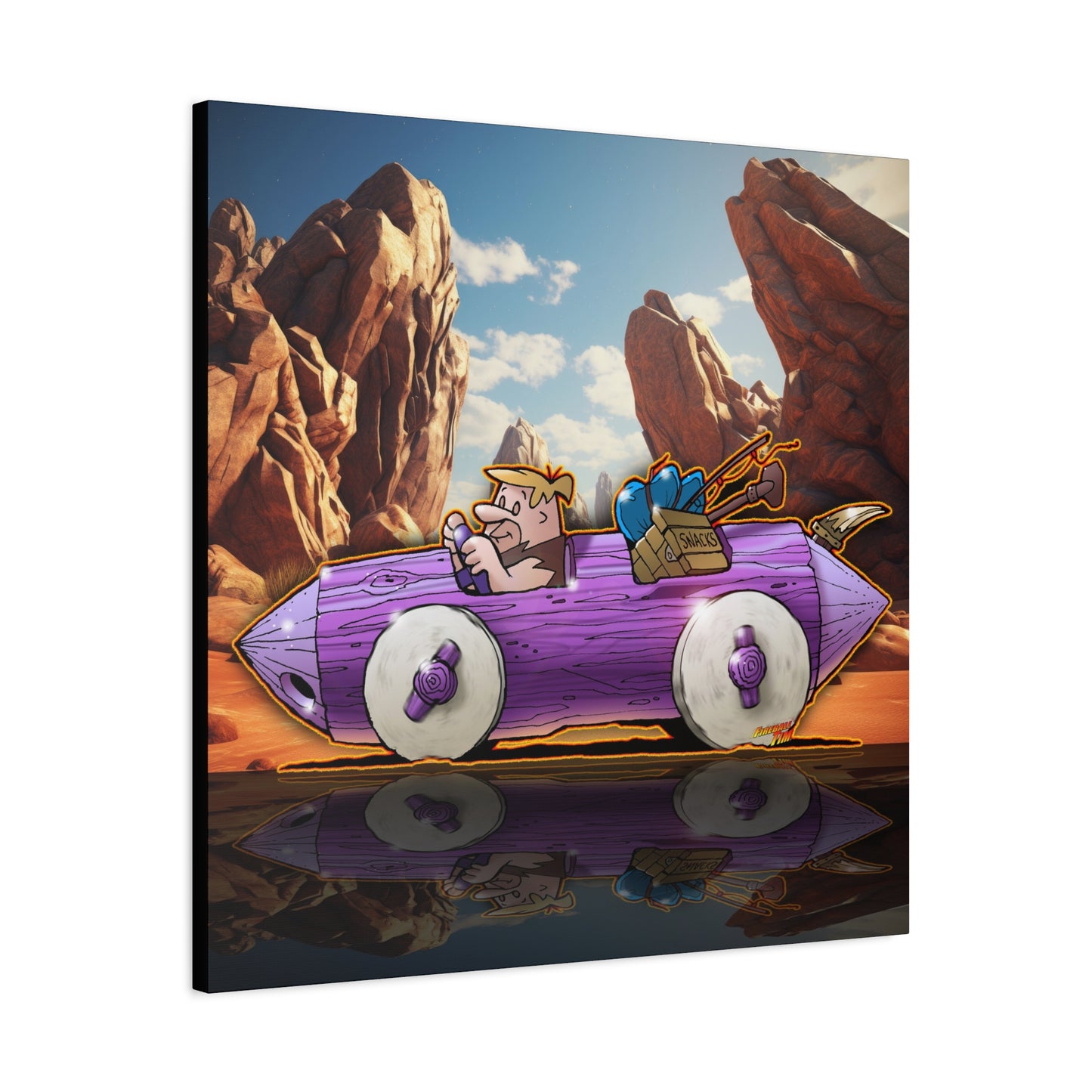 FLINSTONES BARNEY RUBBLE Fireball Art Canvas Wall Print - Multiple Sizes