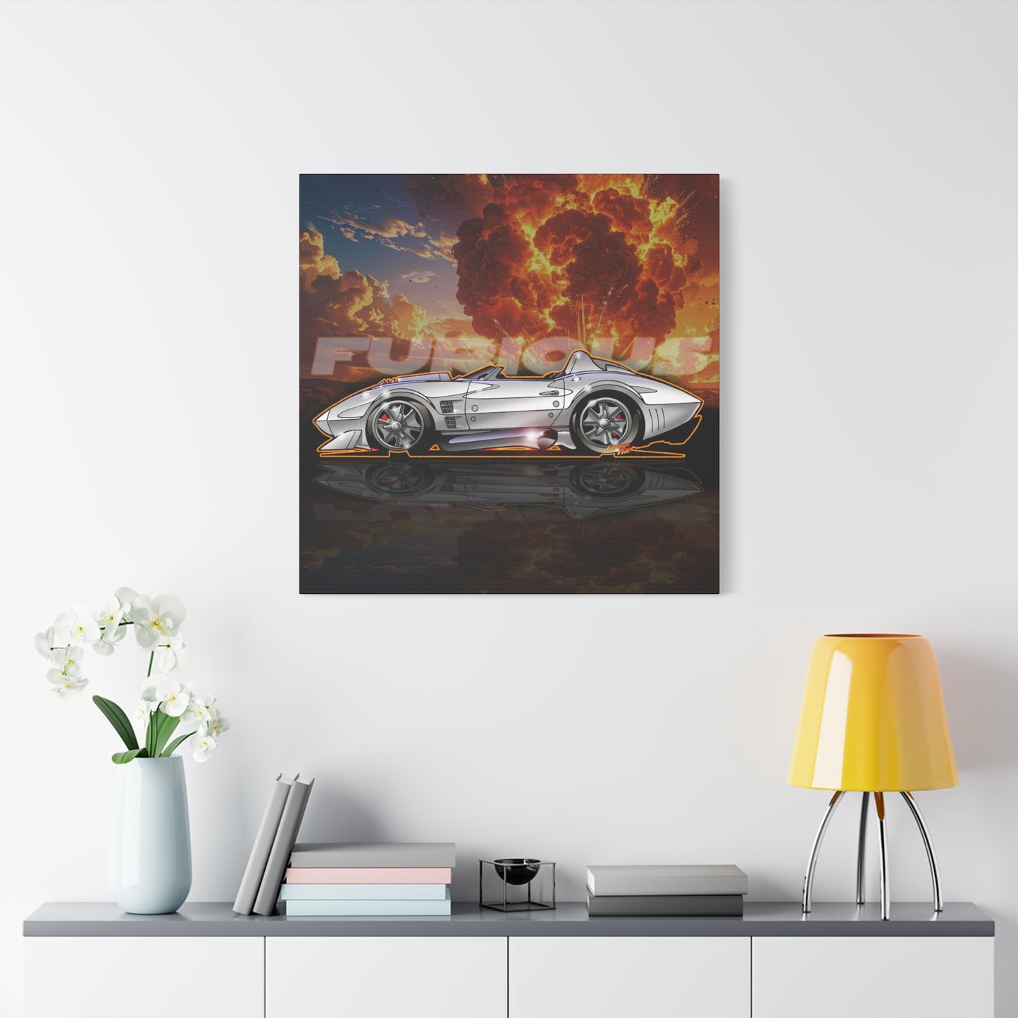 FAST AND FURIOUS Grand Sport Stingray Corvette Fireball Art Canvas Print