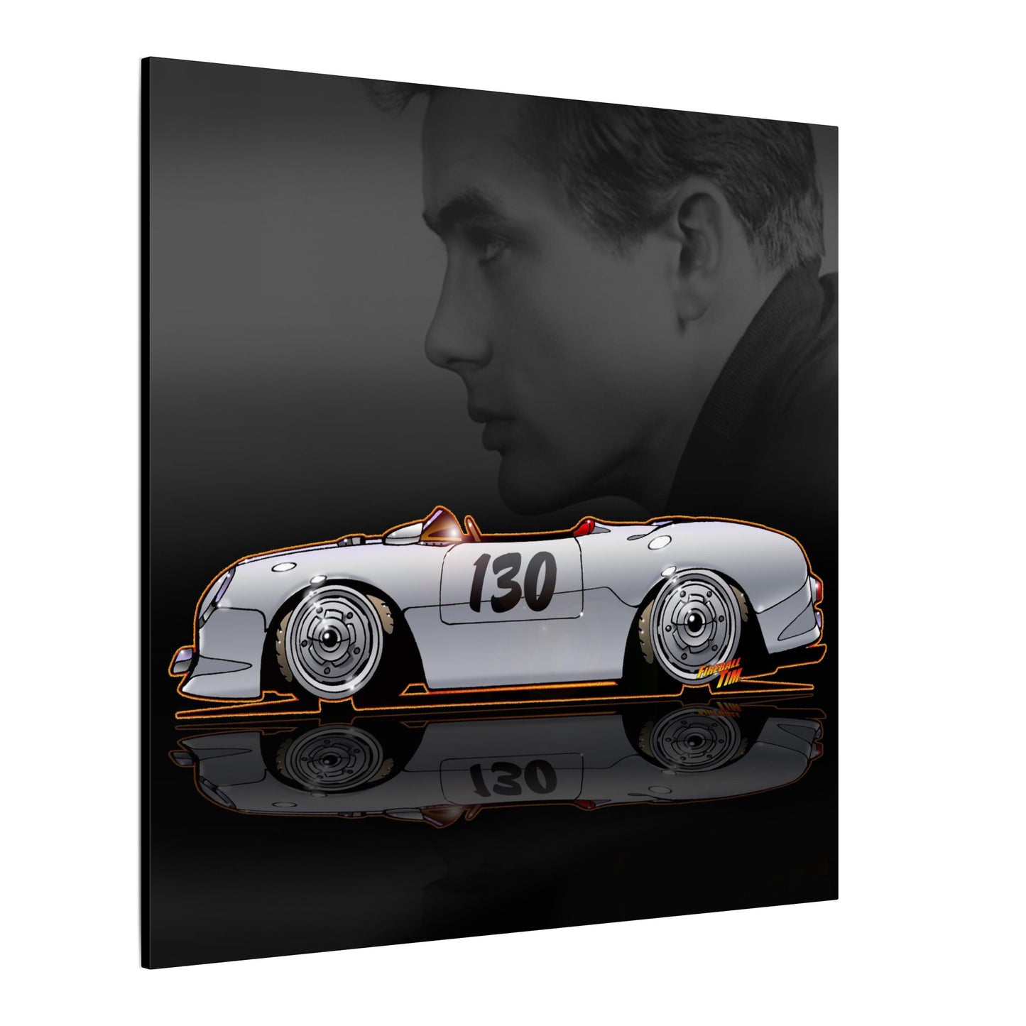 JAMES DEAN PORSCHE 550 Spyder Lil' Bastard Fireball Art Canvas Print