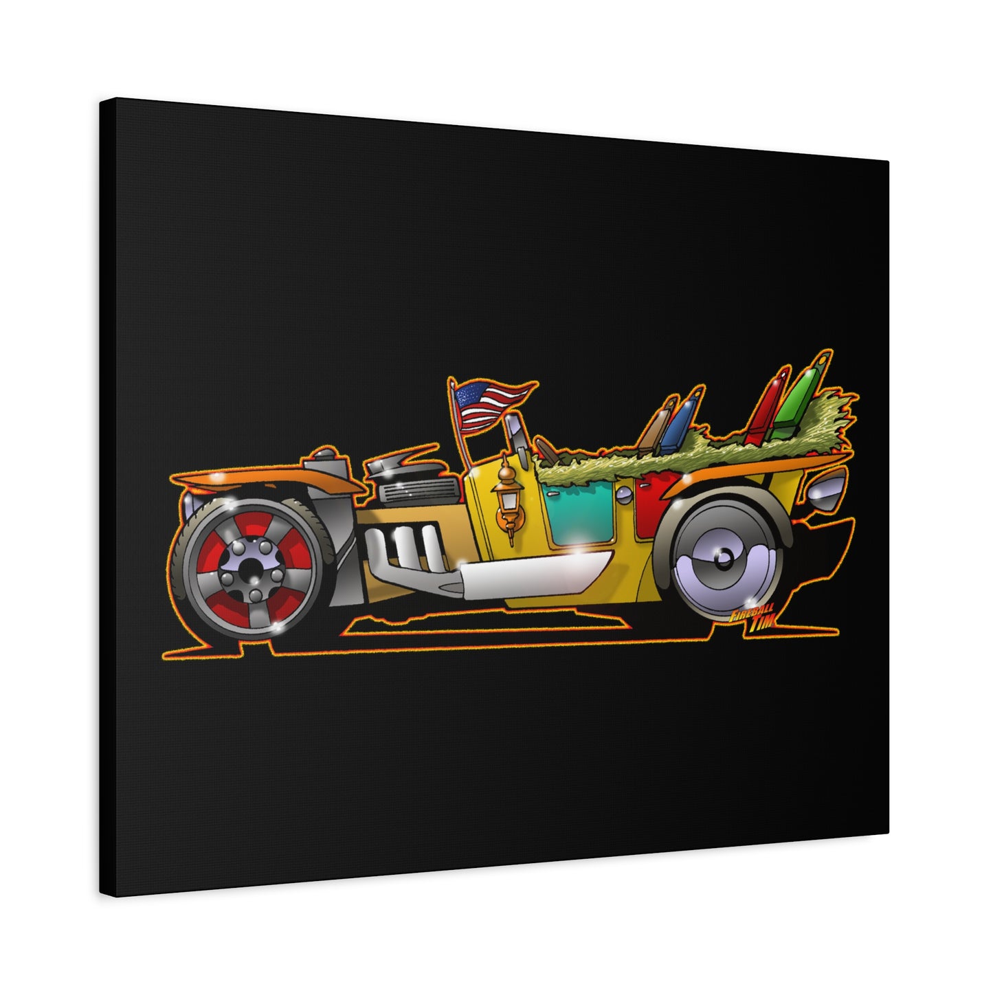 MONGREL T HOT ROD Elvis Easy Come Easy Go Fireball Canvas Art Wall Print
