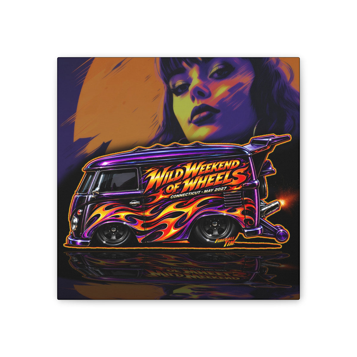 HOT WHEELS Kombi Bus Collectible Fireball Art Canvas Stretched Print