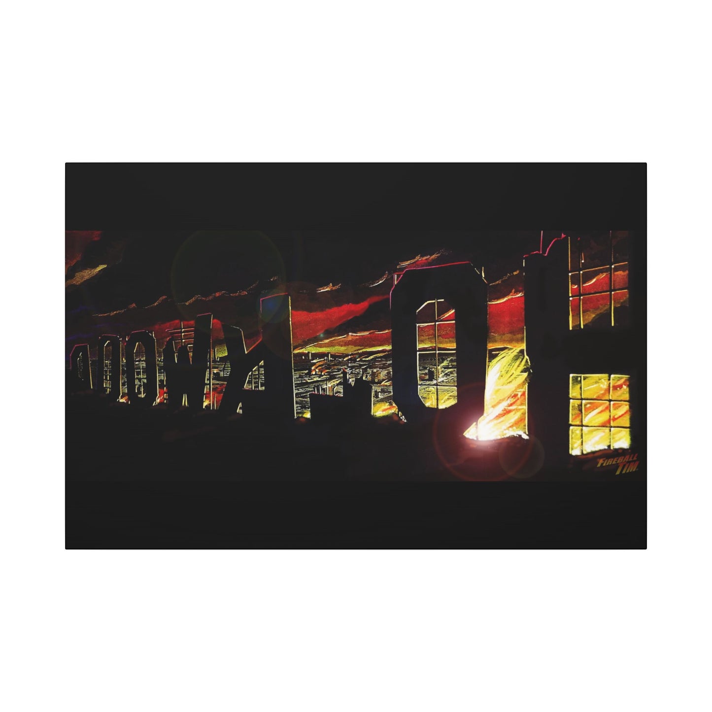 ESCAPE FROM LA Hollywood Sigh Fireball Concept Art Canvas Print