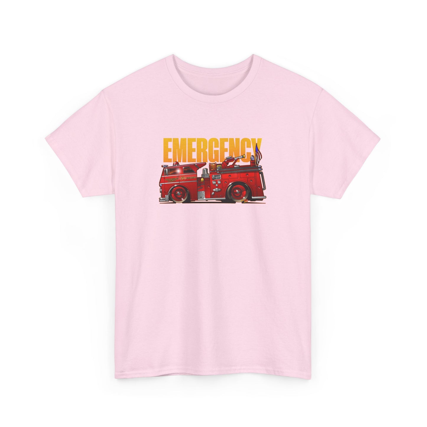EMERGENCY ENGINE 51 TV Show Concept Art Fire Engine Heavy Cotton Tee 12 Colors