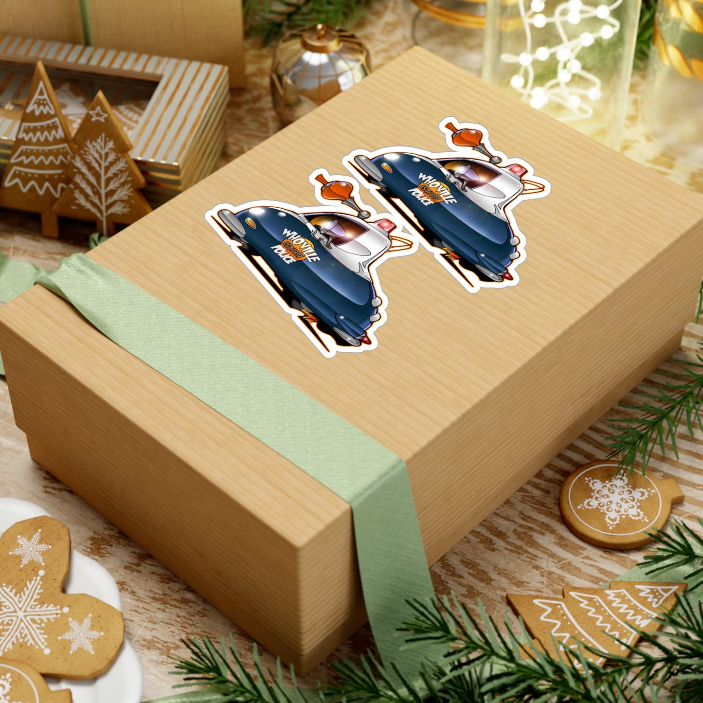 THE GRINCH WHOVILLE POLICE CAR Fireball Art Decal Sticker Set - 4 Sizes