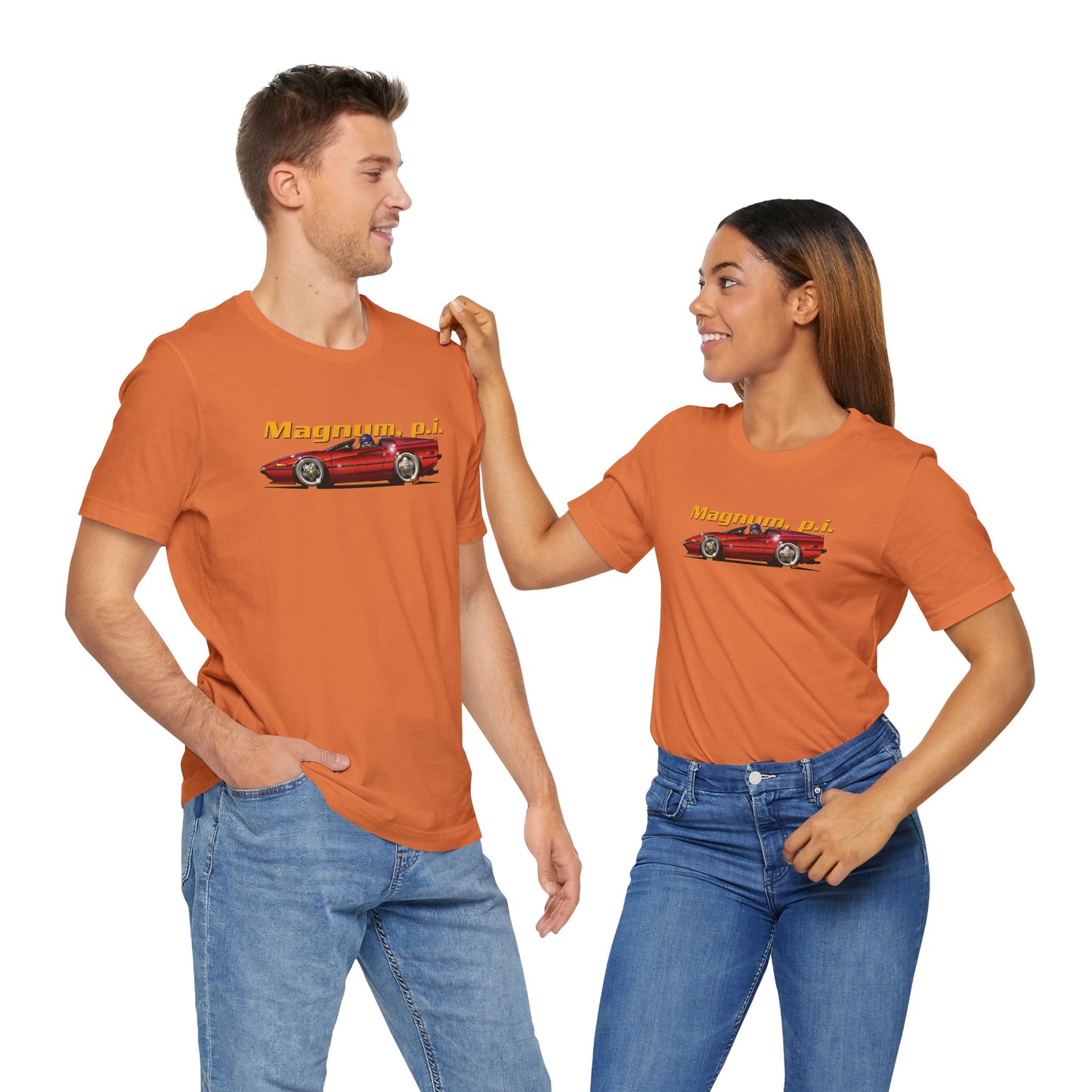 MAGNUM PI FERRARI 308 GTS Unisex Jersey Fireball Art Tee Shirt - Multiple Colors