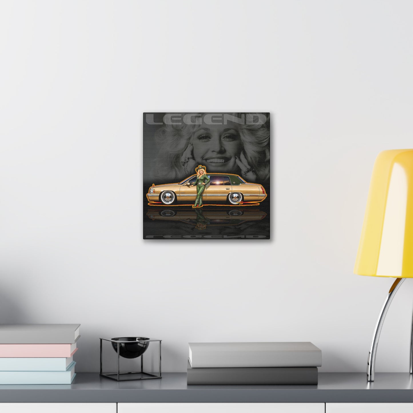 DOLLY PARTON TRIBUTE 1997 Cadillac DeVille Collectible Fireball Art Canvas Stretched Print