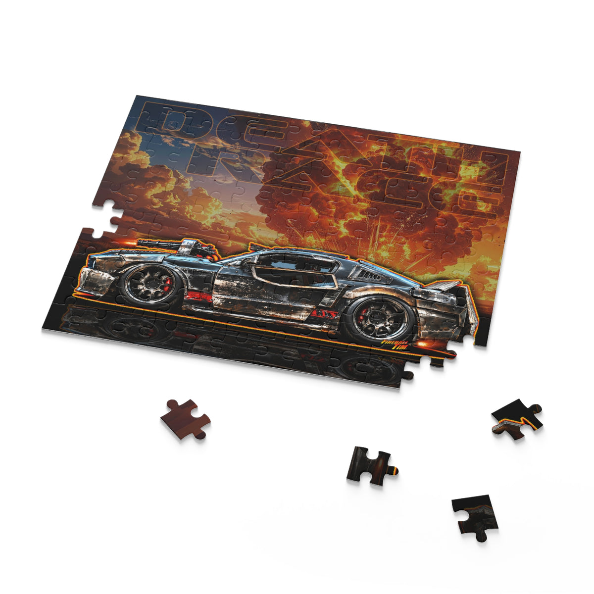 DEATH RACE MUSTANG Collectible Fireball Art Jigsaw Puzzle — (120/252/500‑Piece)