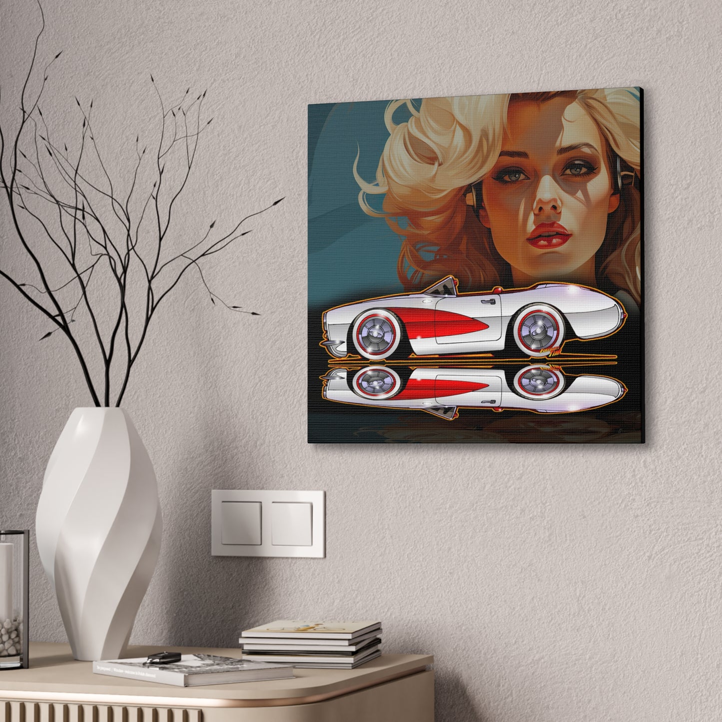 Copy of CORVETTE 1957 Collectible Fireball Art Canvas Print 2
