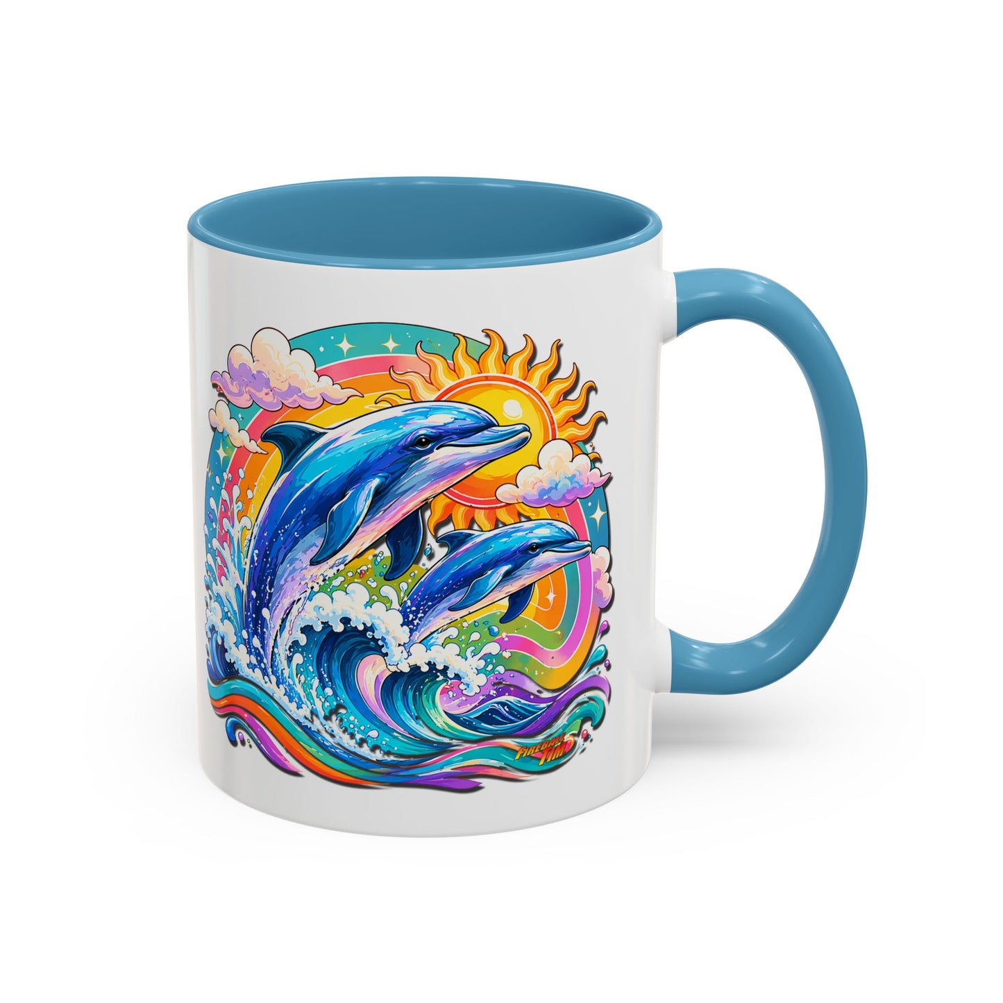 DOLPHIN SPLASH 2 Aquarium Series Fireball Art Coffee Mug - 2 Sizes