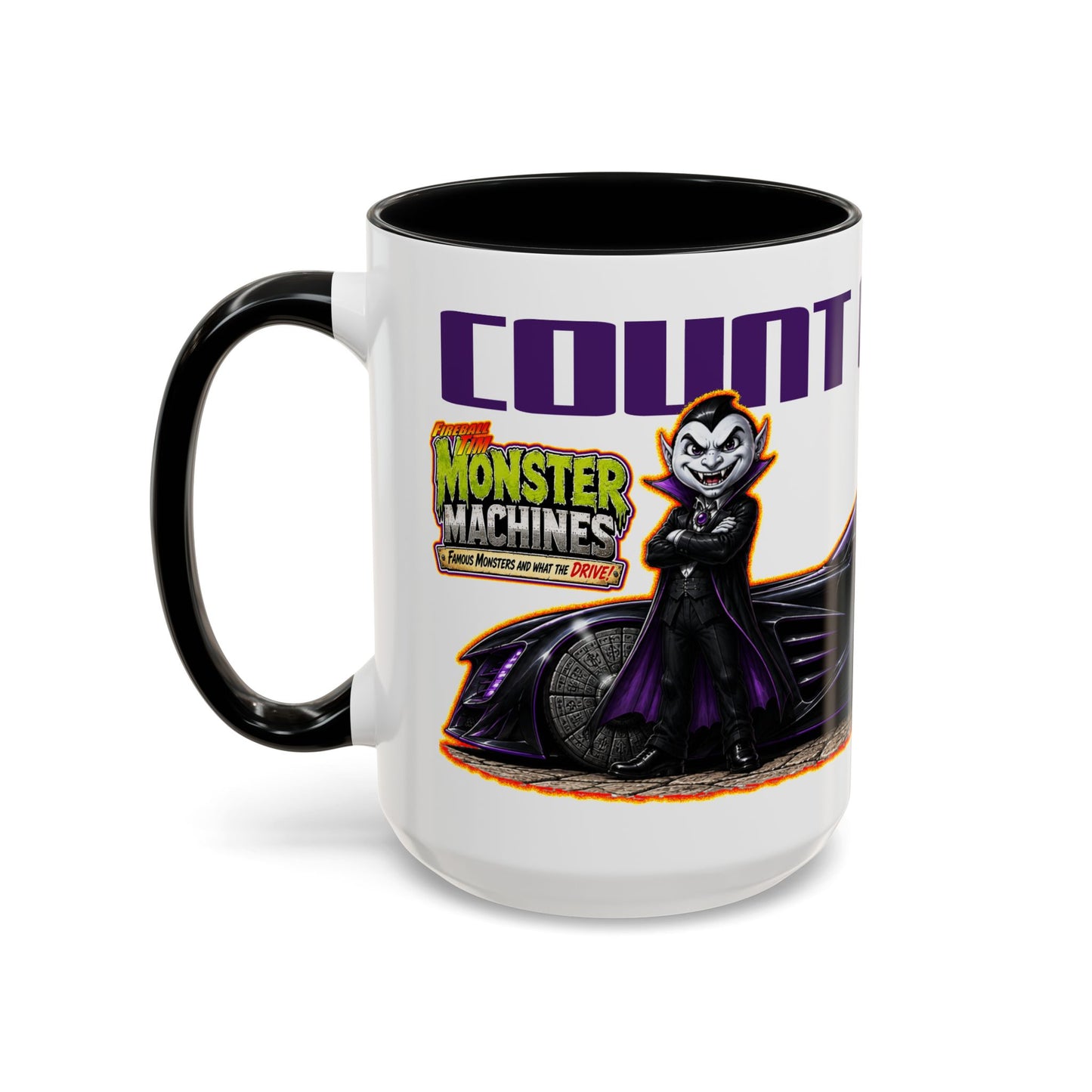 MONSTER MACHINES Halloween Count Cruiser Collectible Fireball Art Coffee Mug - 2 Sizes